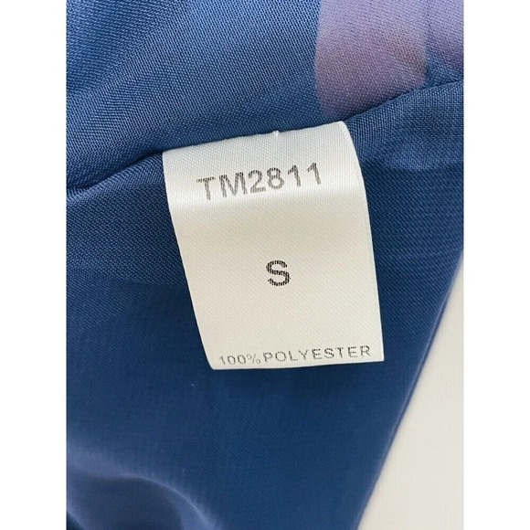 THML Anthropology Dress S Embroidered Geometric Design Blue Tie Waist Sleeveless - Picture 5 of 10